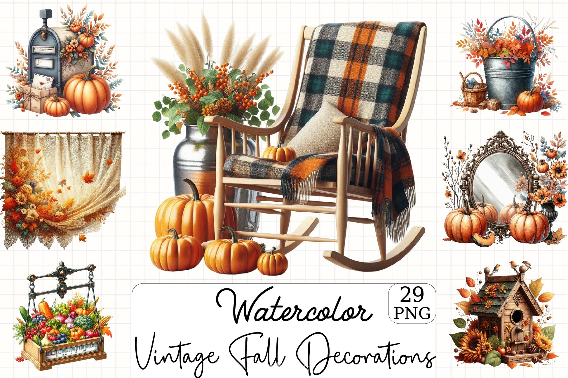 Vintage Fall Clipart Bundle - CraftNest - Digital Crafting and Art
