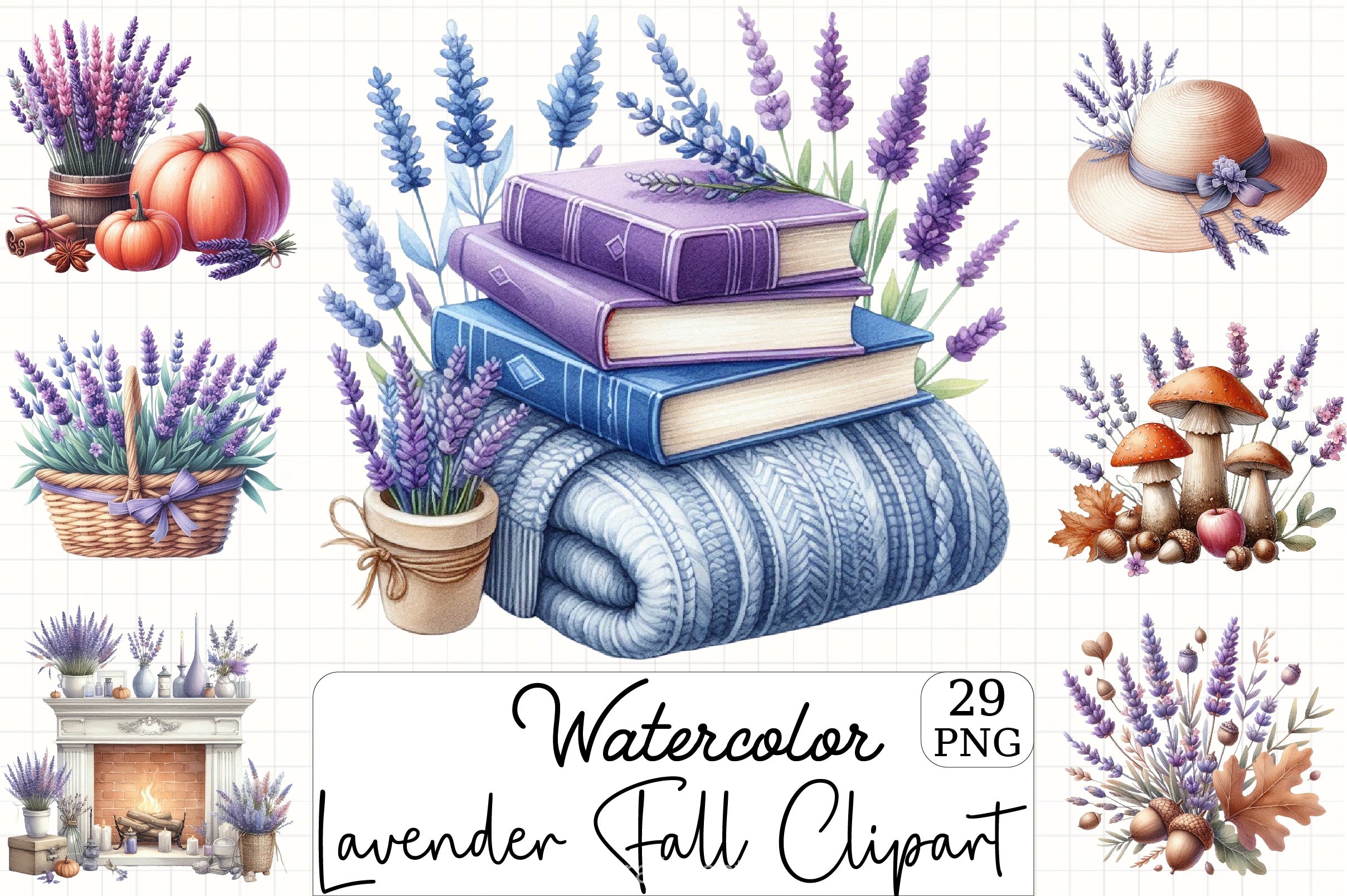 Lavender Fall Clipart Bundle - CraftNest - Digital Crafting and Art