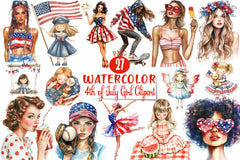 4th of July Girl Clipart Bundle 2 - CraftNest - Digital Crafting and Art