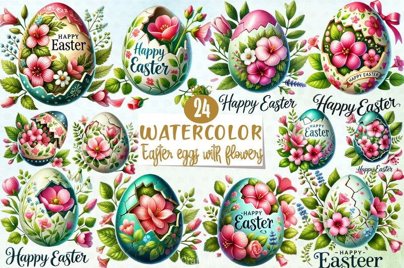 Easter Eggs & Flowers Clipart Bundle 2 - CraftNest - Digital Crafting and Art