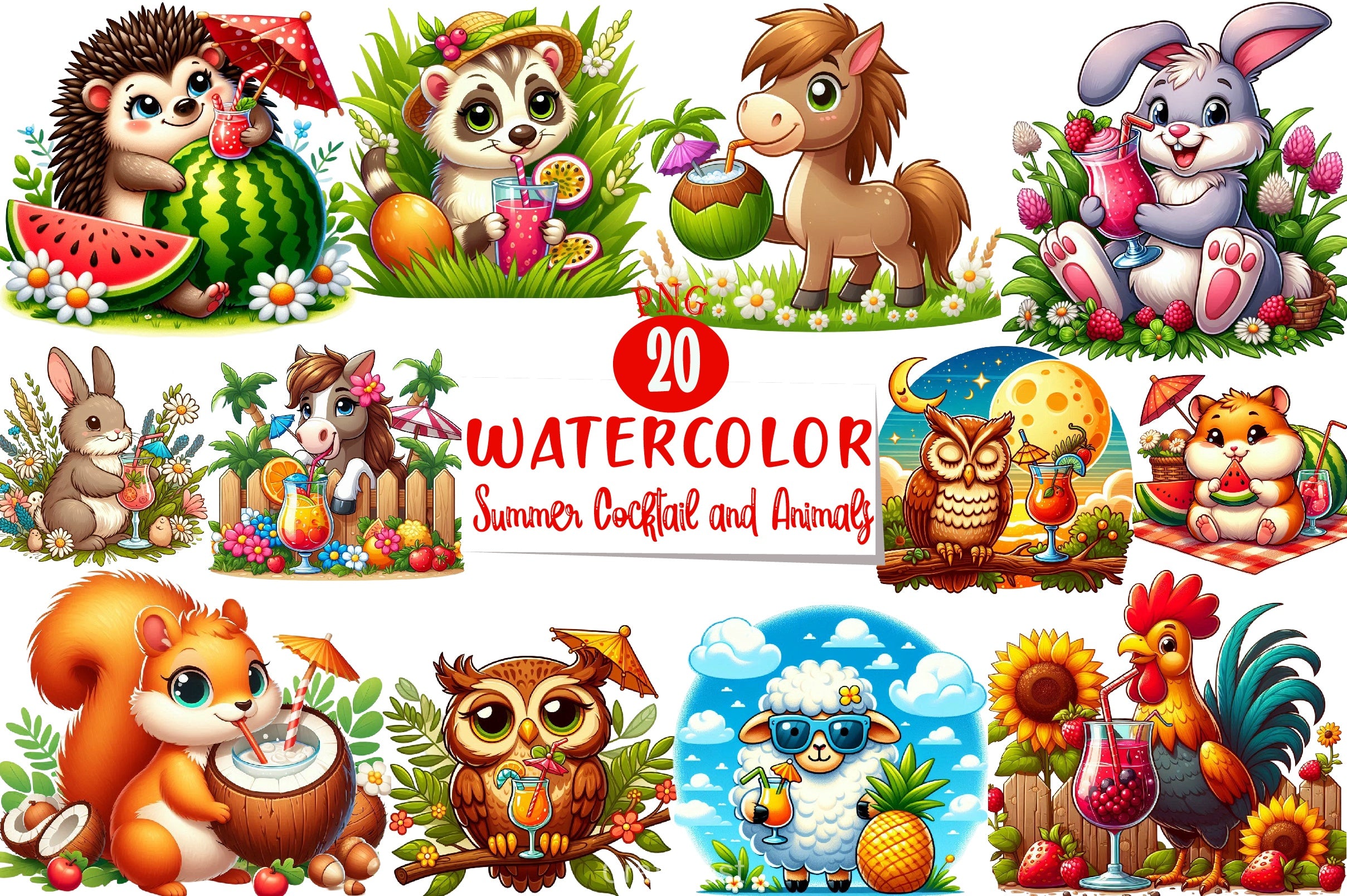 Summer Cocktail & Animals Clipart Bundle 2 - CraftNest - Digital Crafting and Art