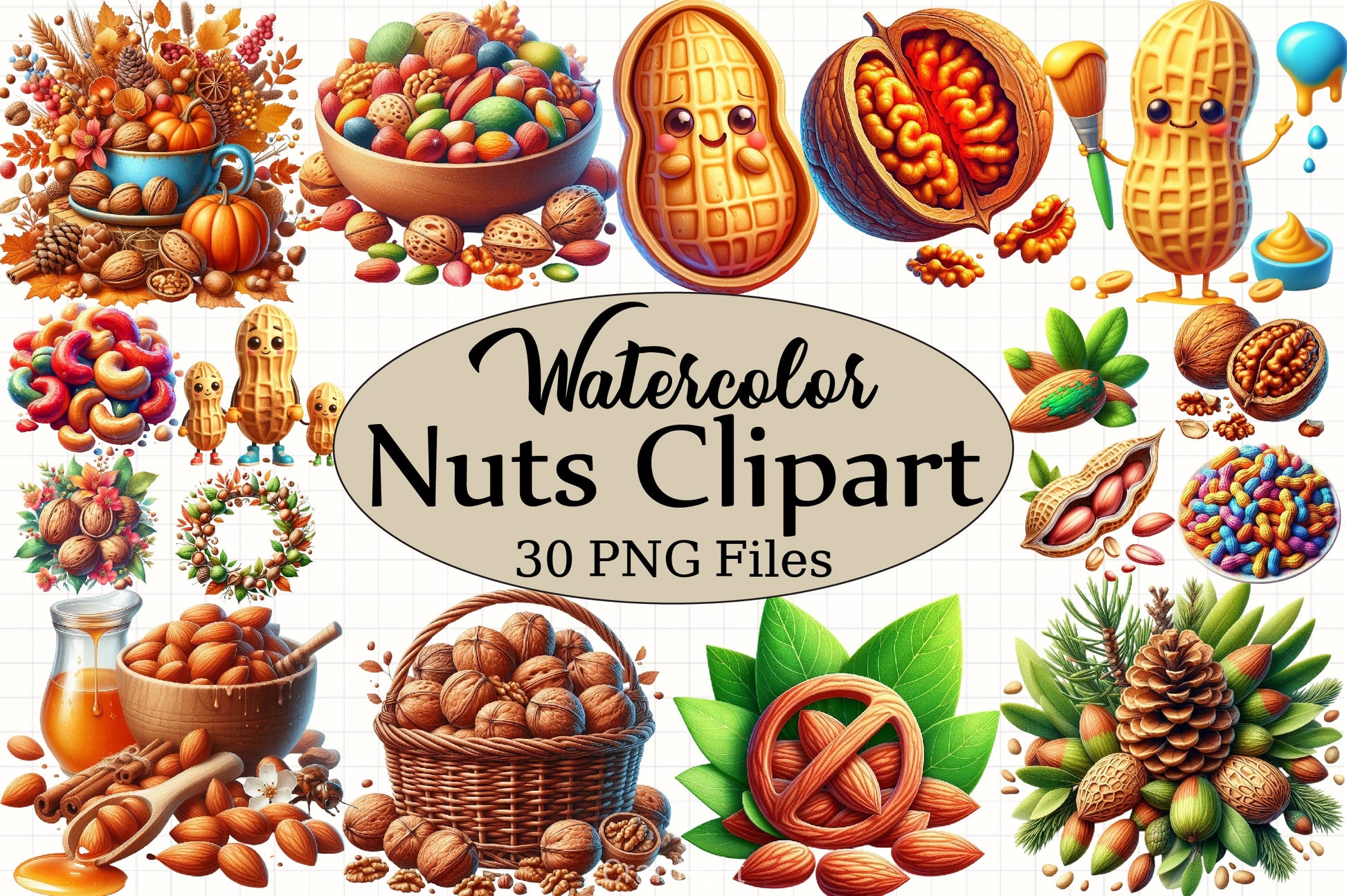 Nuts Clipart Bundle 4 - CraftNest - Digital Crafting and Art