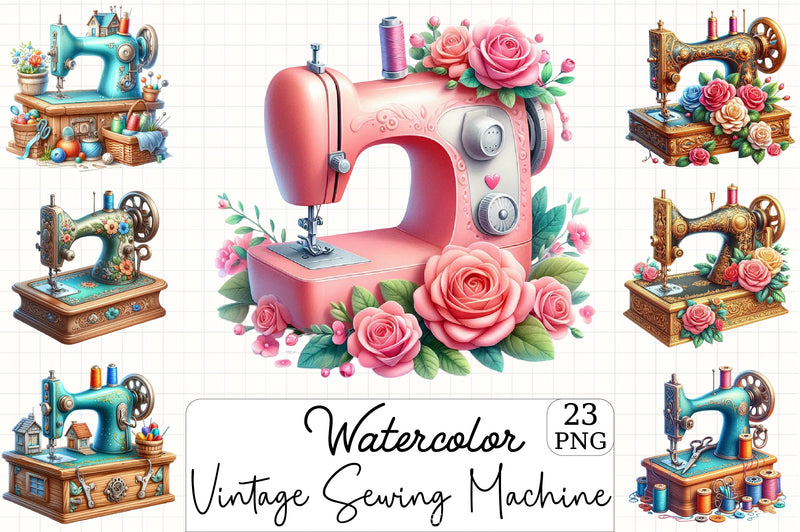 Vintage Sewing Machine Clipart Bundle 5 - CraftNest - Digital Crafting and Art