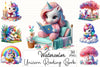 Cute Unicorn Reading Clipart Bundle