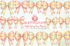 Watercolour Pastel Spring Bows Clipart Bundle - CraftNest - Digital Crafting and Art