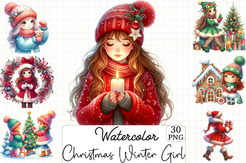 Christmas Winter Girl Clipart Bundle 2 - CraftNest - Digital Crafting and Art