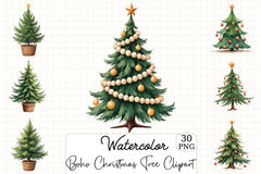 Boho Christmas Tree Clipart Bundle - CraftNest - Digital Crafting and Art