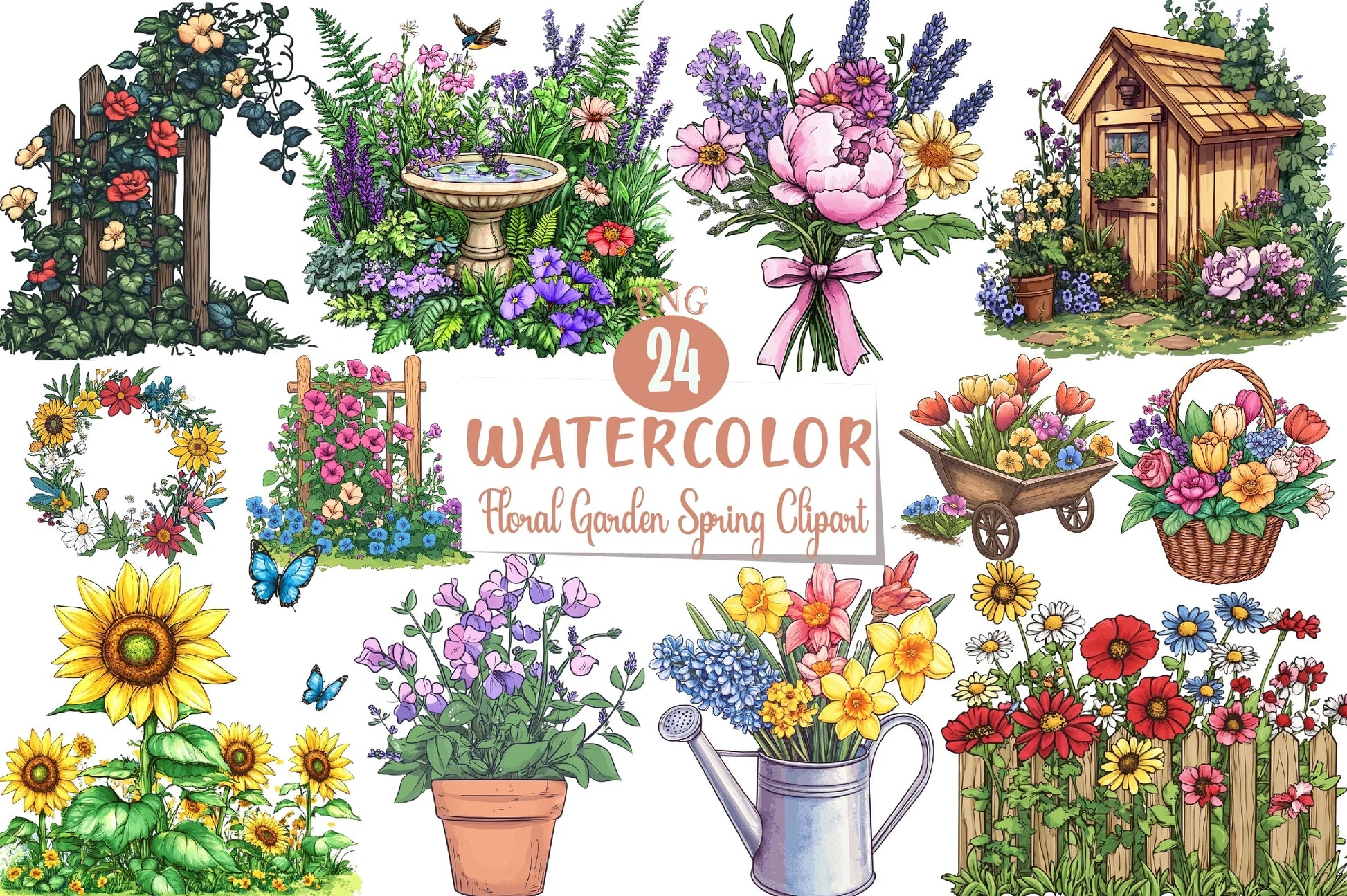 Floral Garden Spring Clipart Bundle 1 - CraftNest - Digital Crafting and Art