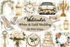 White & Gold Wedding Clipart Bundle