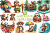 Lazy Sloth Vacation Clipart Bundle