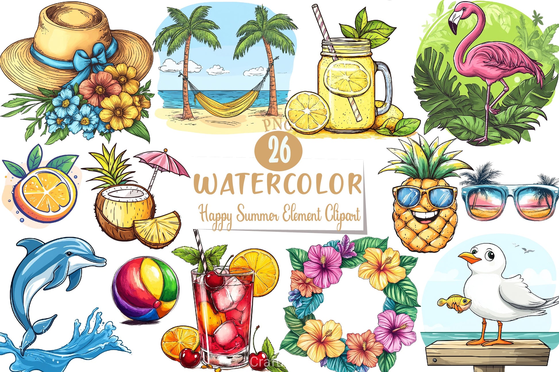 Happy Summer Clipart Bundle 4 - CraftNest - Digital Crafting and Art