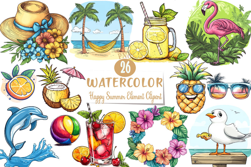 Happy Summer Clipart Bundle 4 - CraftNest - Digital Crafting and Art