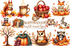 Cozy Fall Animals Clipart Bundle - CraftNest - Digital Crafting and Art