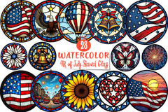 4th of July Stained Glass Clipart Bundle - CraftNest - Digital Crafting and Art