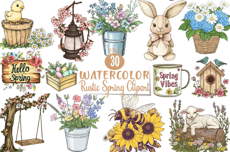 Rustic Spring Clipart Bundle - CraftNest - Digital Crafting and Art