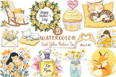 Pastel Yellow Mother's Day Clipart Bundle - CraftNest - Digital Crafting and Art