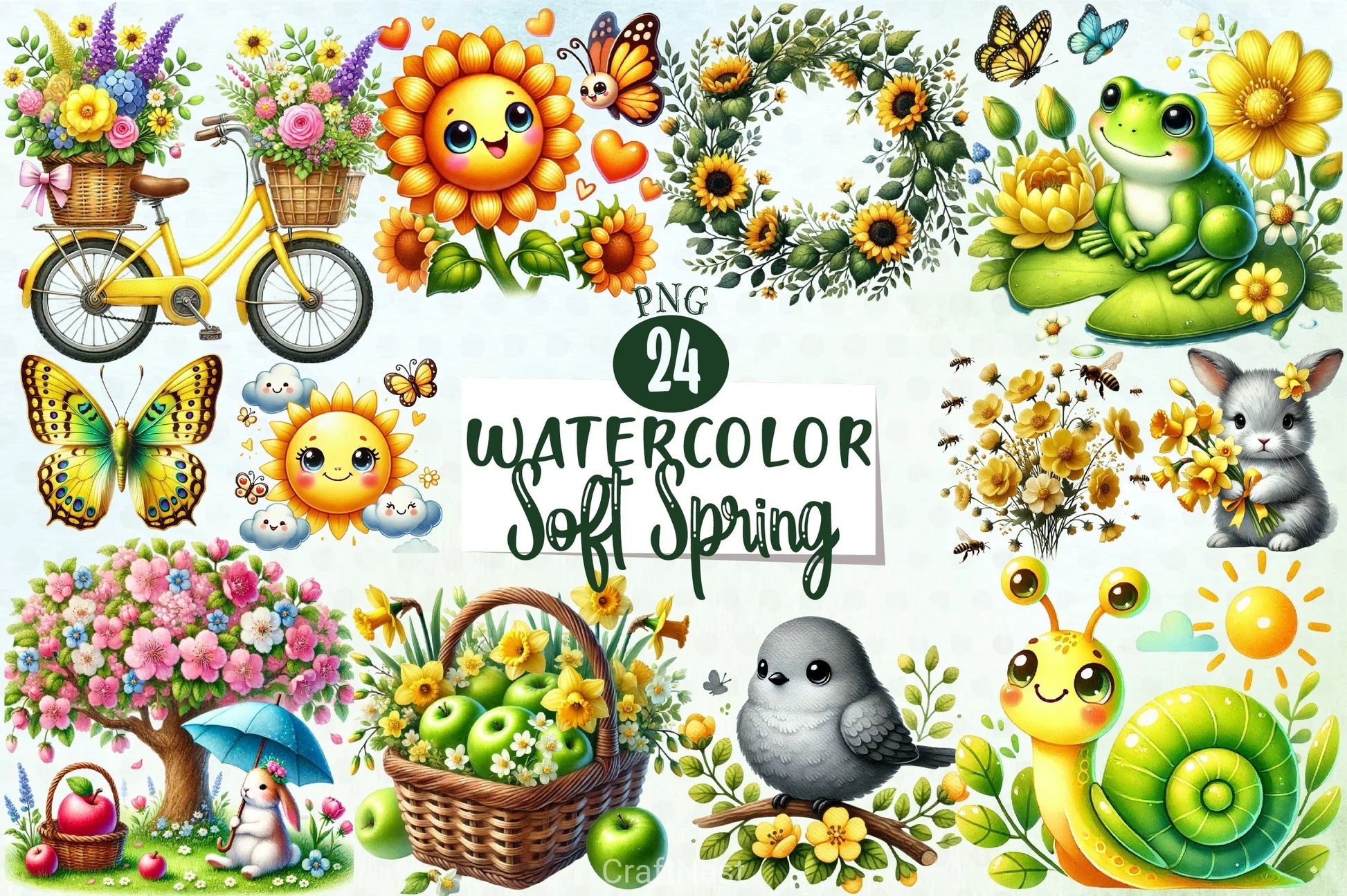 Soft Spring Clipart Bundle - CraftNest - Digital Crafting and Art