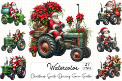 Christmas Santa Tractor Clipart Bundle - CraftNest - Digital Crafting and Art