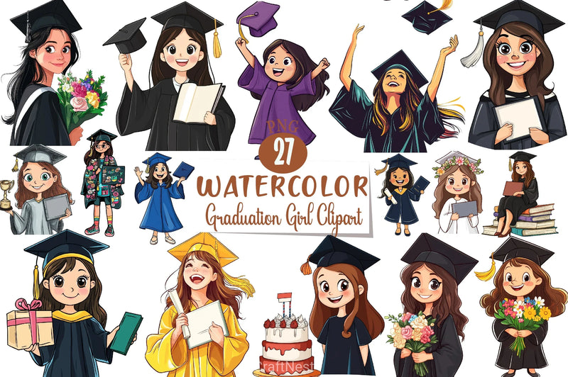 Graduation Girl Clipart Bundle - CraftNest - Digital Crafting and Art