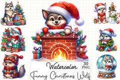 Funny Christmas Wolf Clipart Bundle - CraftNest - Digital Crafting and Art