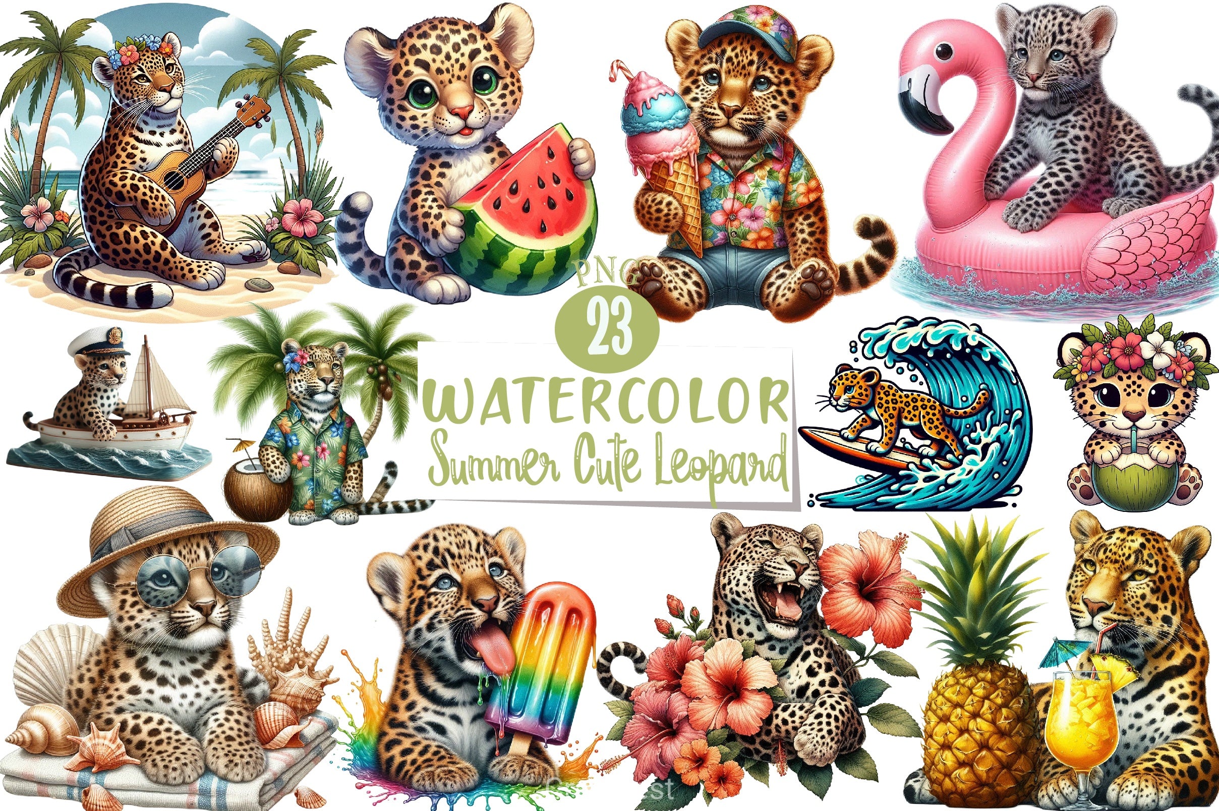 Summer Leopard Clipart Bundle - CraftNest - Digital Crafting and Art