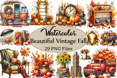 Vintage Fall Clipart Bundle 3 - CraftNest - Digital Crafting and Art