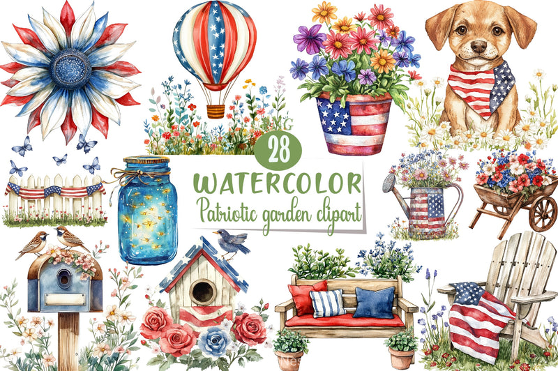 Patriotic Garden Clipart Bundle 4 - CraftNest - Digital Crafting and Art