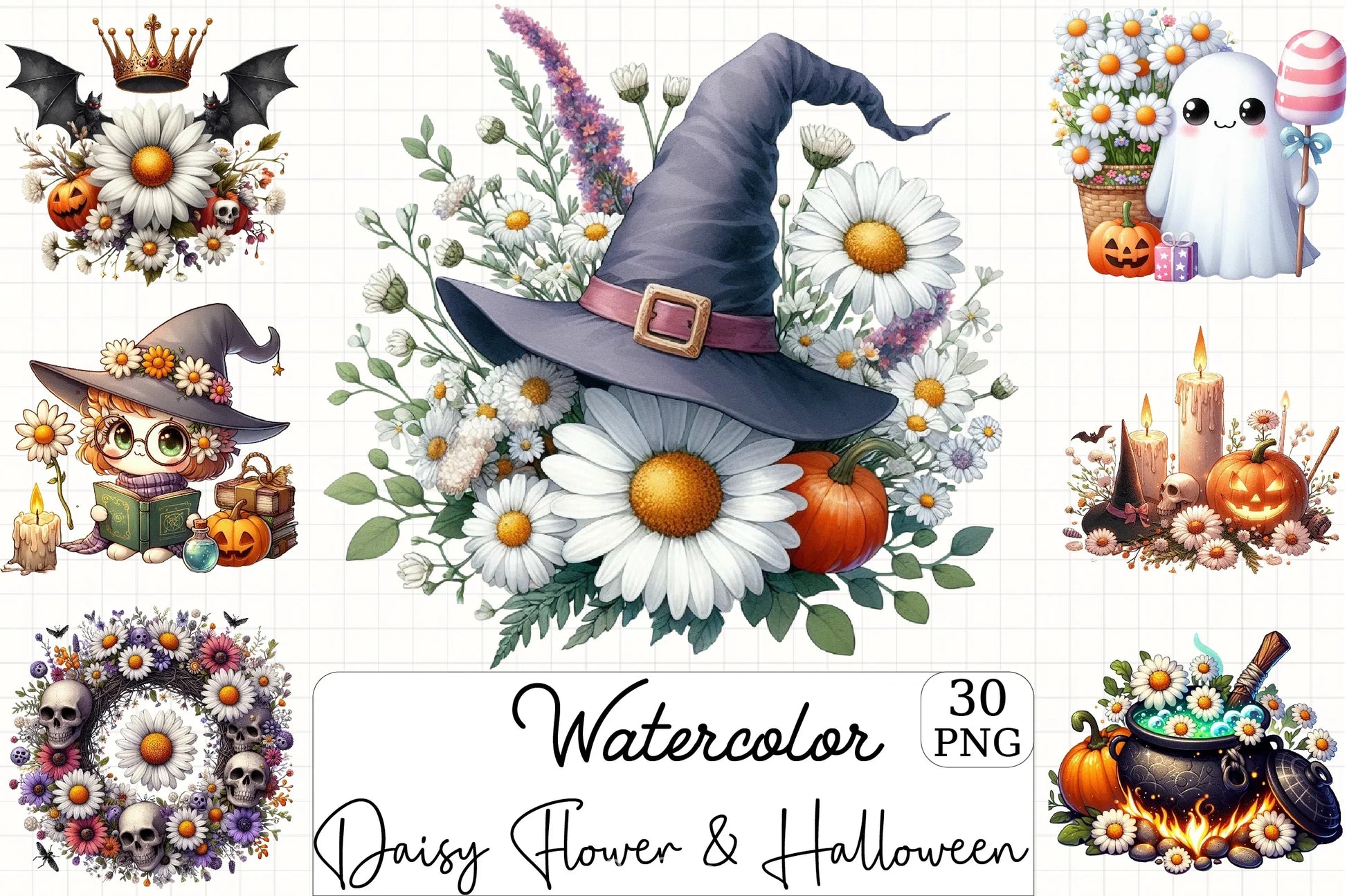 Daisy & Halloween Clipart Bundle - CraftNest - Digital Crafting and Art