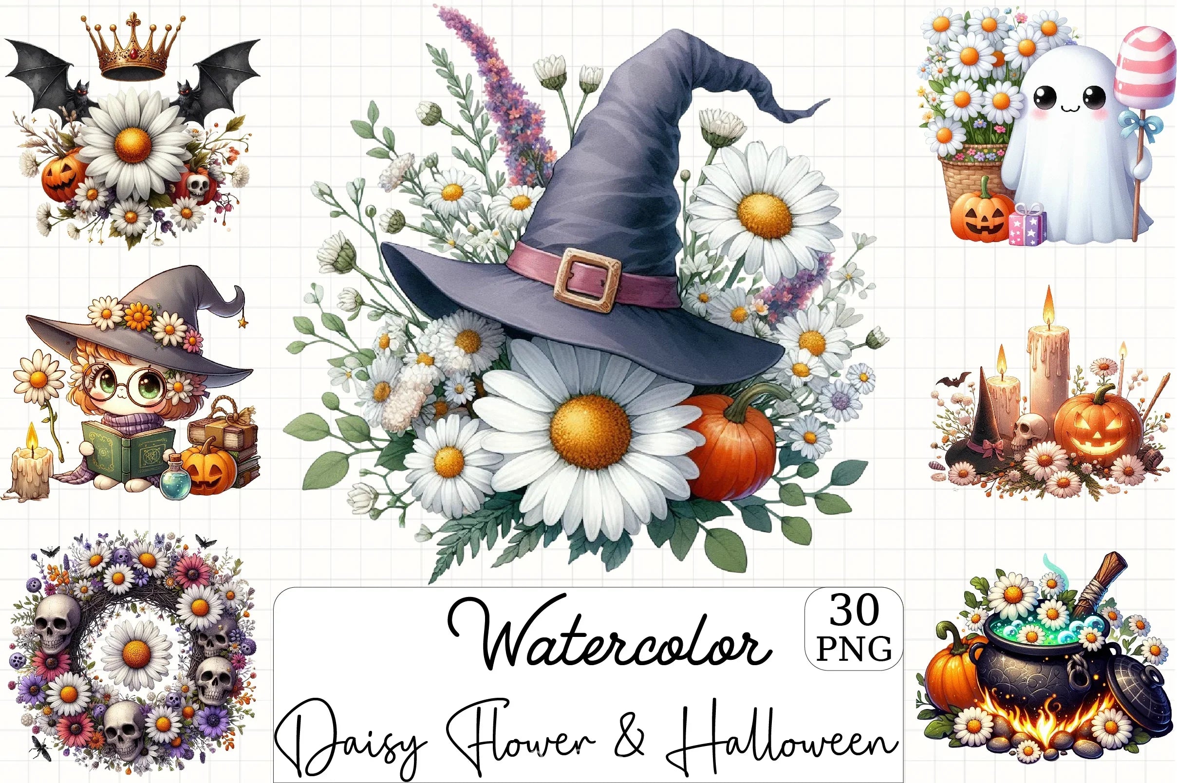 Daisy & Halloween Clipart Bundle - CraftNest - Digital Crafting and Art