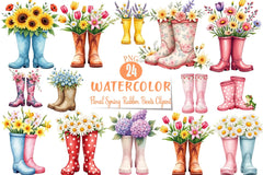 Floral Spring Rubber Boots Clipart Bundle - CraftNest - Digital Crafting and Art