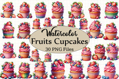Fruits Cupcakes Clipart Bundle - CraftNest - Digital Crafting and Art