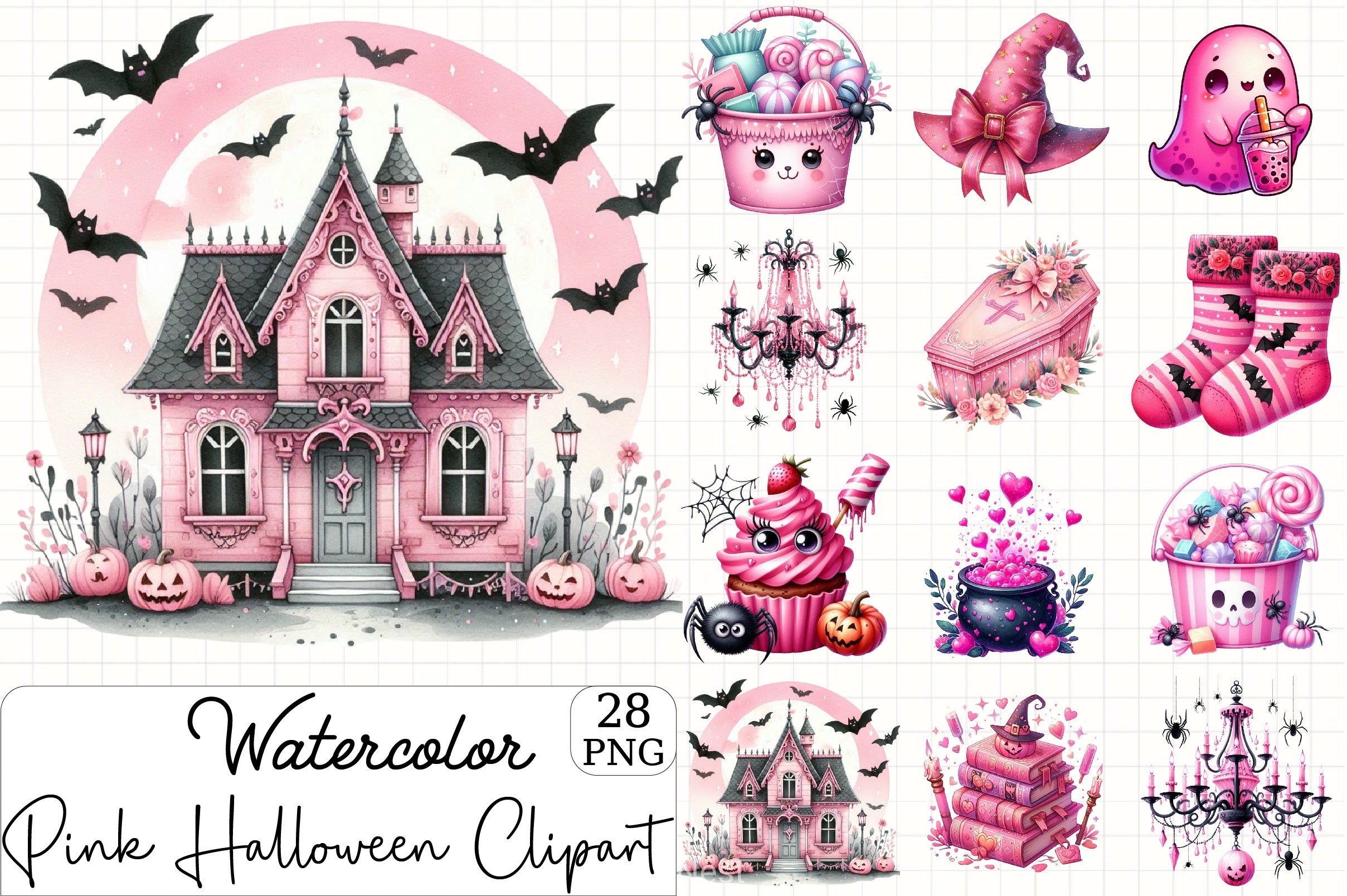 Pink Halloween Clipart Bundle 1 - CraftNest - Digital Crafting and Art