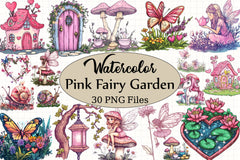 Pink Fairy Garden Clipart Bundle - CraftNest - Digital Crafting and Art