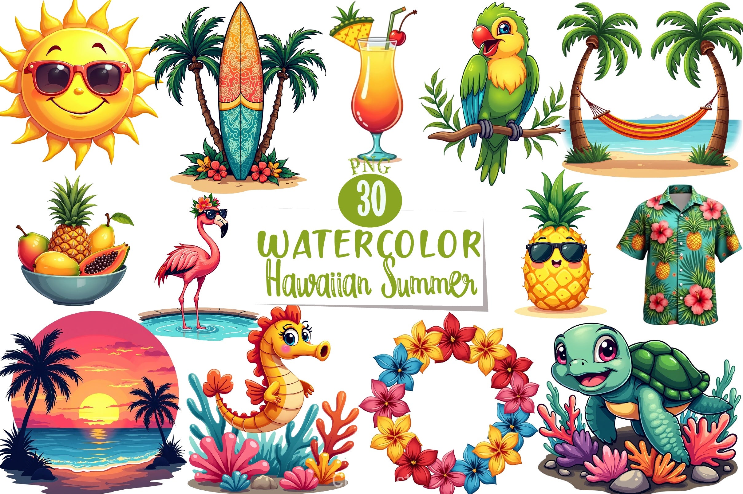 Hawaiian Summer Clipart Bundle 1 - CraftNest - Digital Crafting and Art