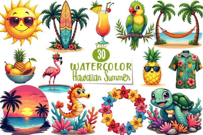 Hawaiian Summer Clipart Bundle 1 - CraftNest - Digital Crafting and Art