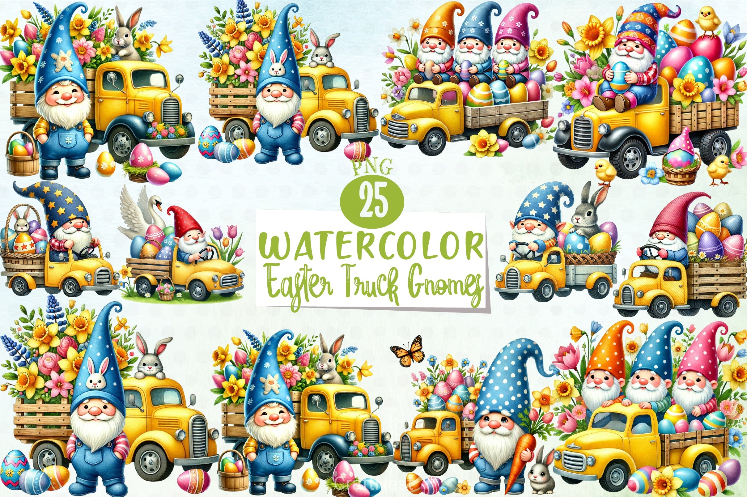 Easter Truck Gnomes Clipart Bundle - CraftNest - Digital Crafting and Art