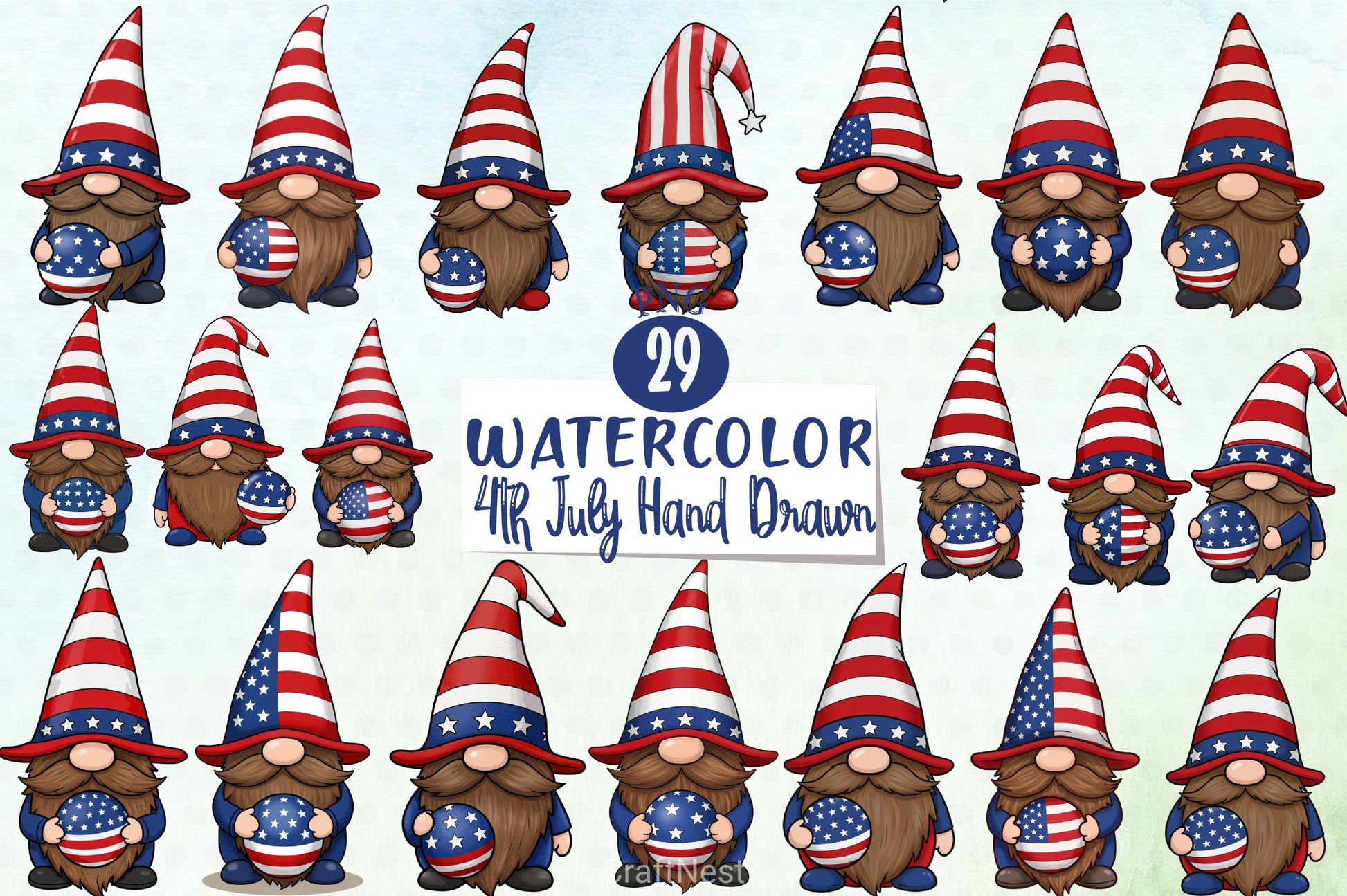 4th July Gnome Clipart Bundle - CraftNest - Digital Crafting and Art