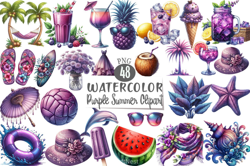 Purple Summer Clipart Bundle 6 - CraftNest - Digital Crafting and Art