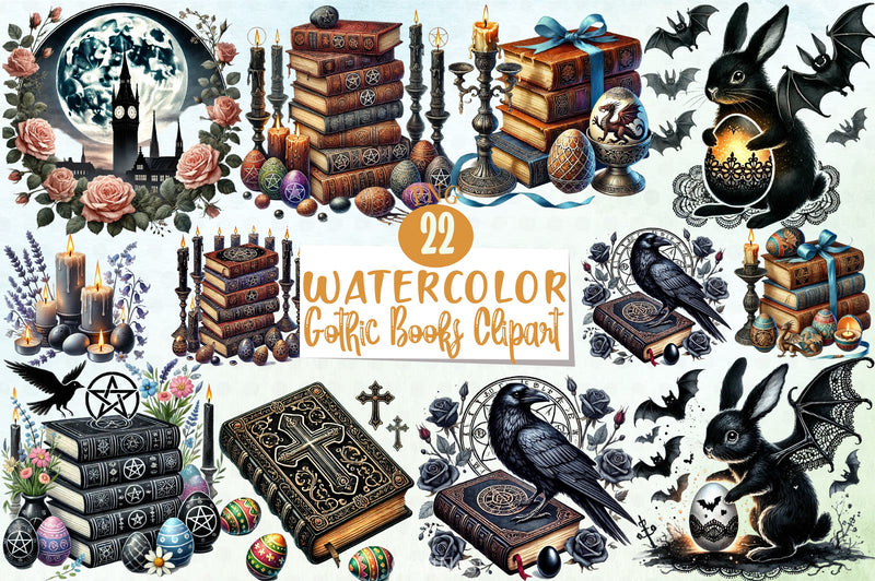 Easter Gothic Books Clipart Bundle - CraftNest - Digital Crafting and Art