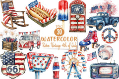 Retro Vintage 4th of July Clipart Bundle - CraftNest - Digital Crafting and Art