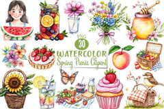 Spring Picnic Clipart Bundle - CraftNest - Digital Crafting and Art