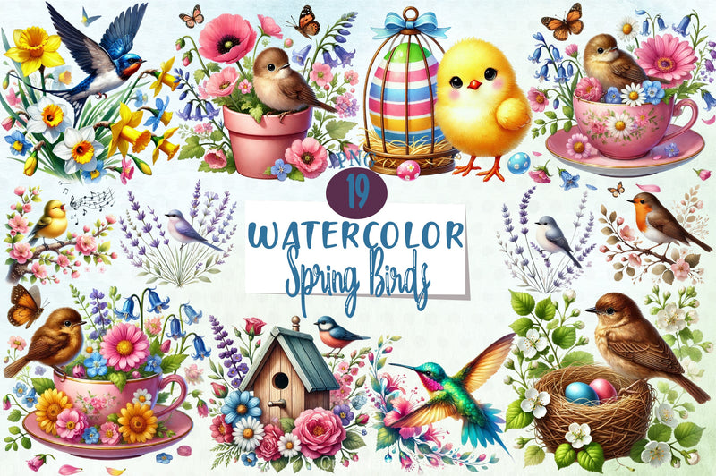 Spring Birds Clipart Bundle - CraftNest - Digital Crafting and Art