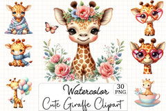 Cute Giraffe Clipart Bundle - CraftNest - Digital Crafting and Art
