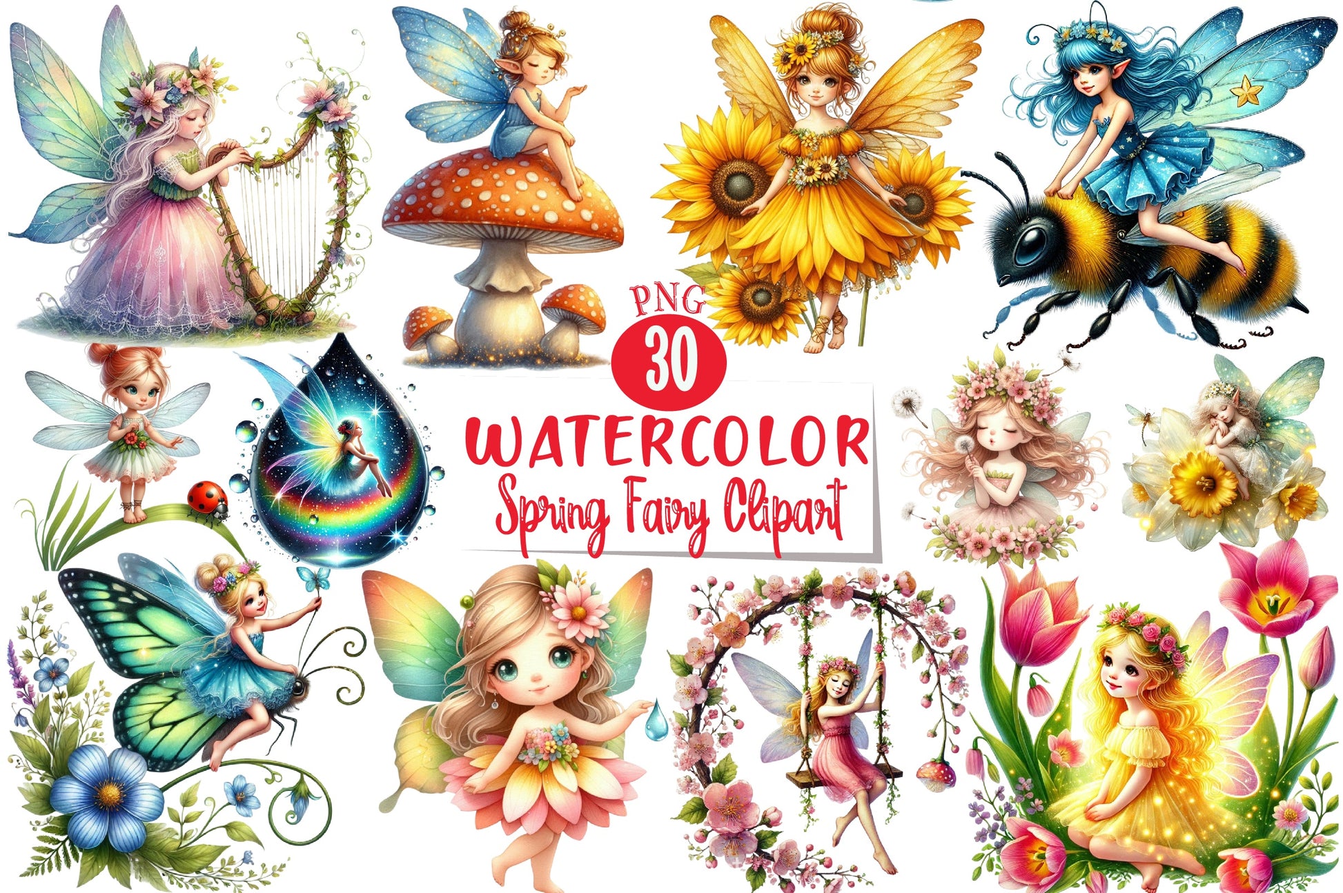 Spring Fairy Clipart Bundle 2 - CraftNest - Digital Crafting and Art