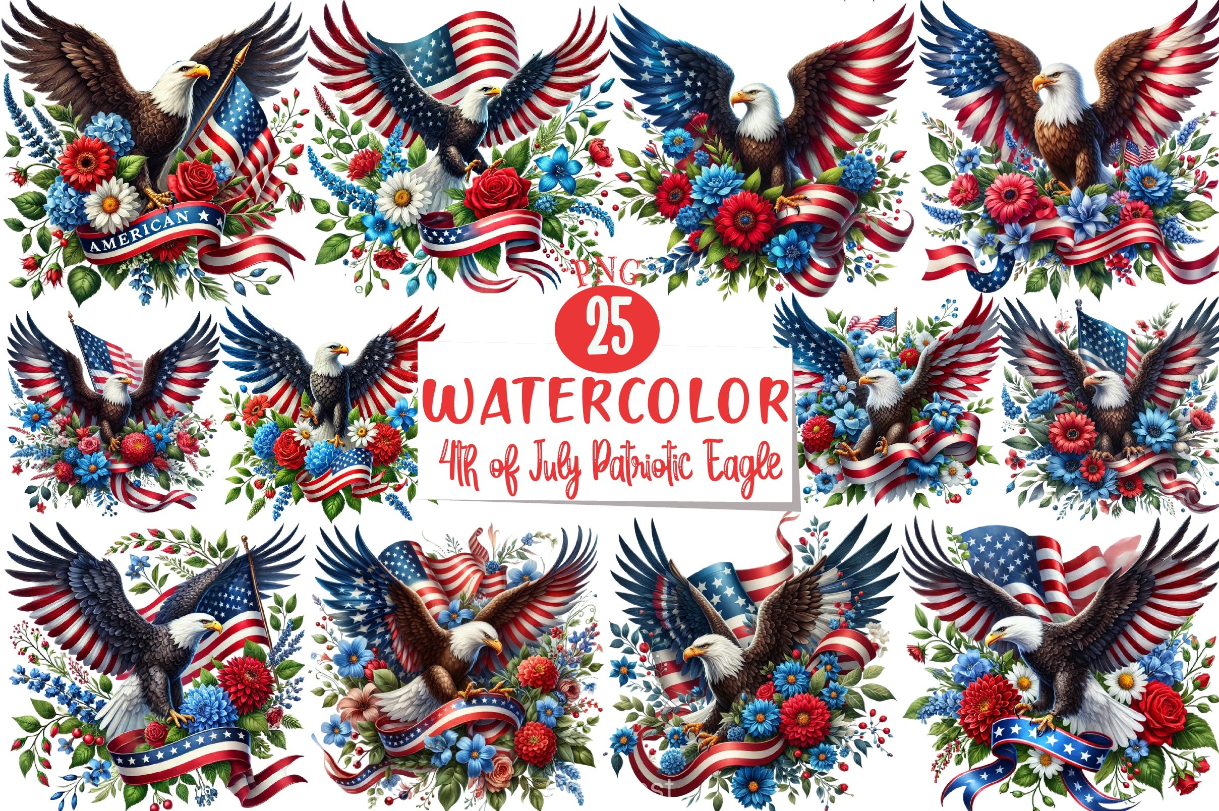4th of July Eagle Clipart Bundle - CraftNest - Digital Crafting and Art