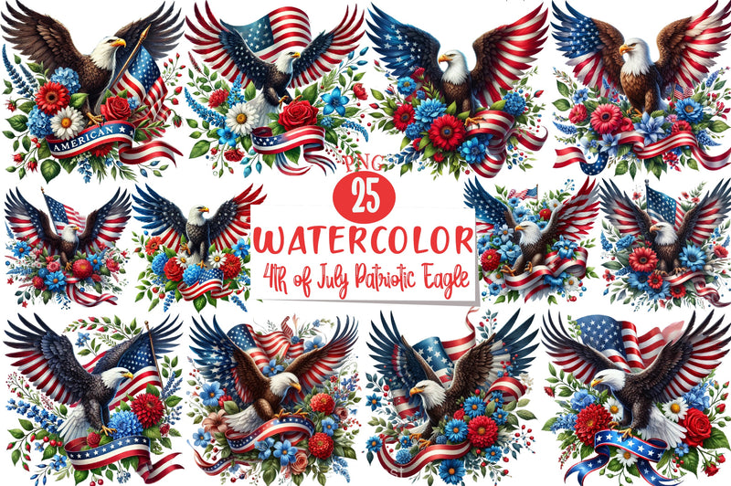 4th of July Eagle Clipart Bundle - CraftNest - Digital Crafting and Art