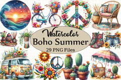 Boho Summer Clipart Bundle 4 - CraftNest - Digital Crafting and Art