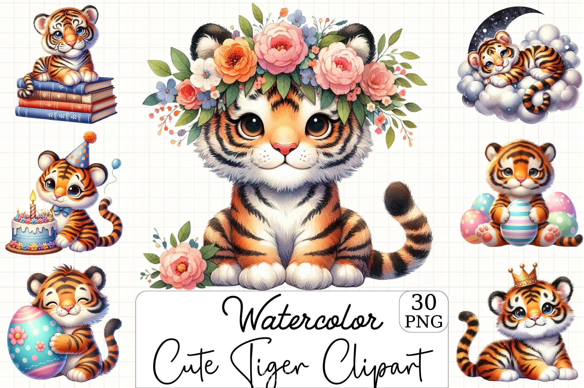 Cute Tiger Clipart Bundle - CraftNest - Digital Crafting and Art