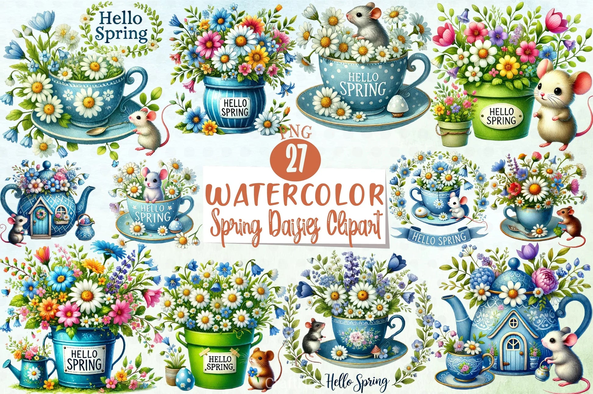 Spring Daisies Clipart Bundle - CraftNest - Digital Crafting and Art