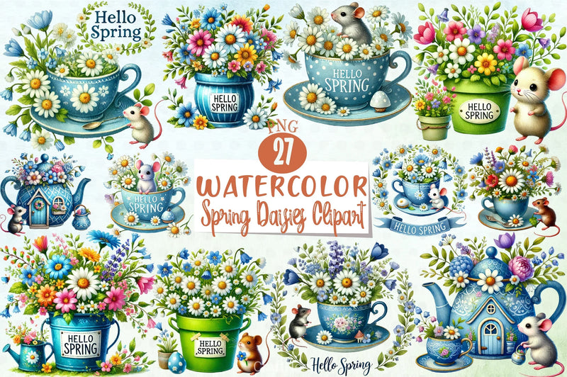 Spring Daisies Clipart Bundle - CraftNest - Digital Crafting and Art